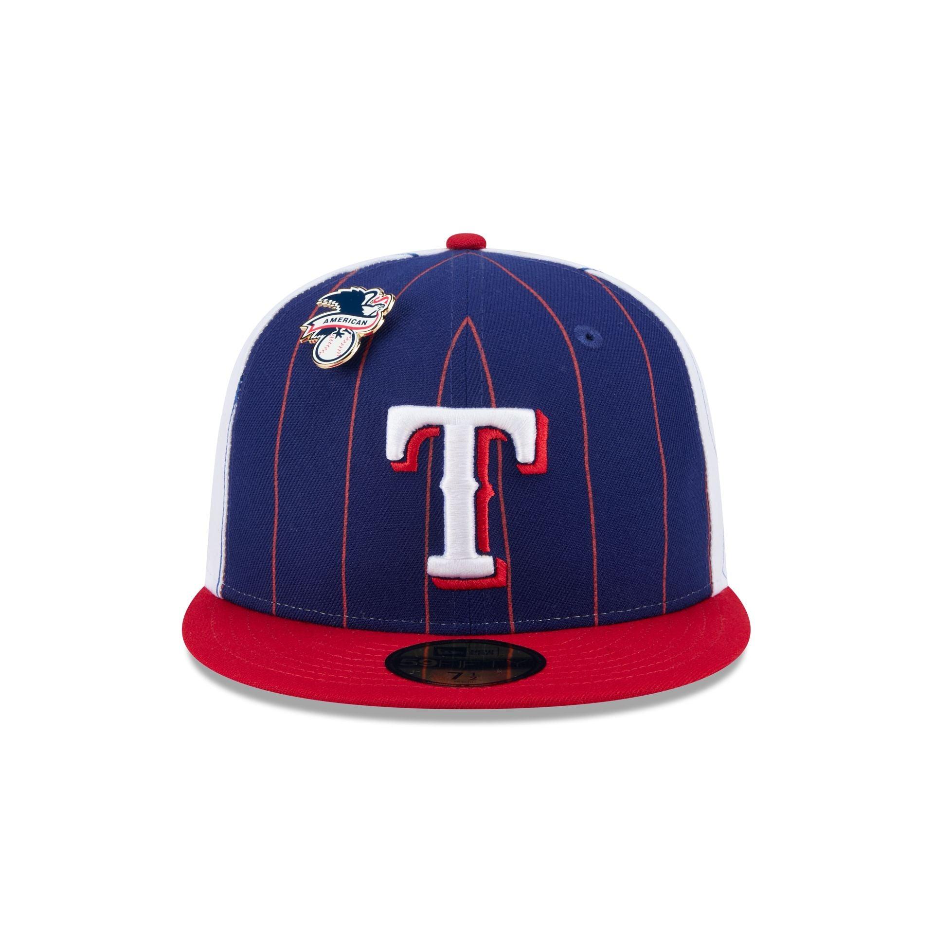Texas Rangers Pinstripe League Pin 59FIFTY Fitted Hat Male Product Image