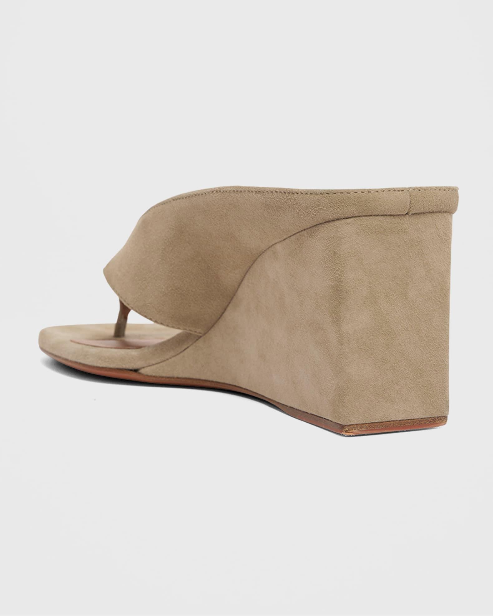Suede Wedge Thong Sandals Product Image