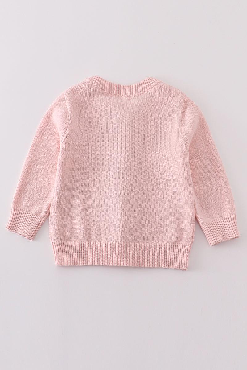 Pink bow tie cardigan sweater Product Image