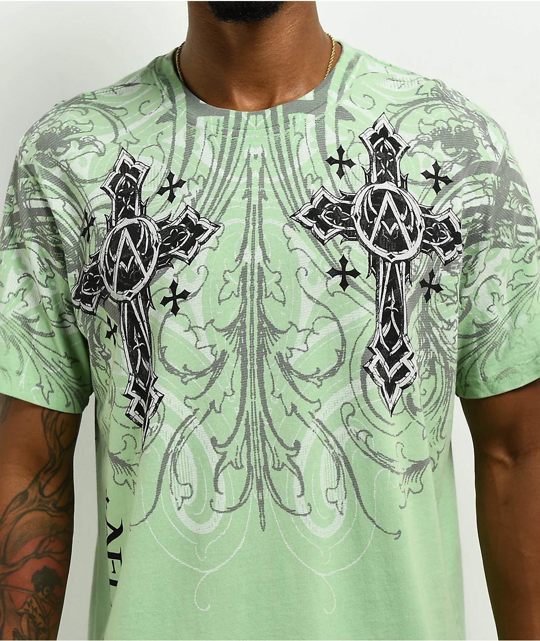 Affliction Winged Up Light Green T-Shirt Product Image