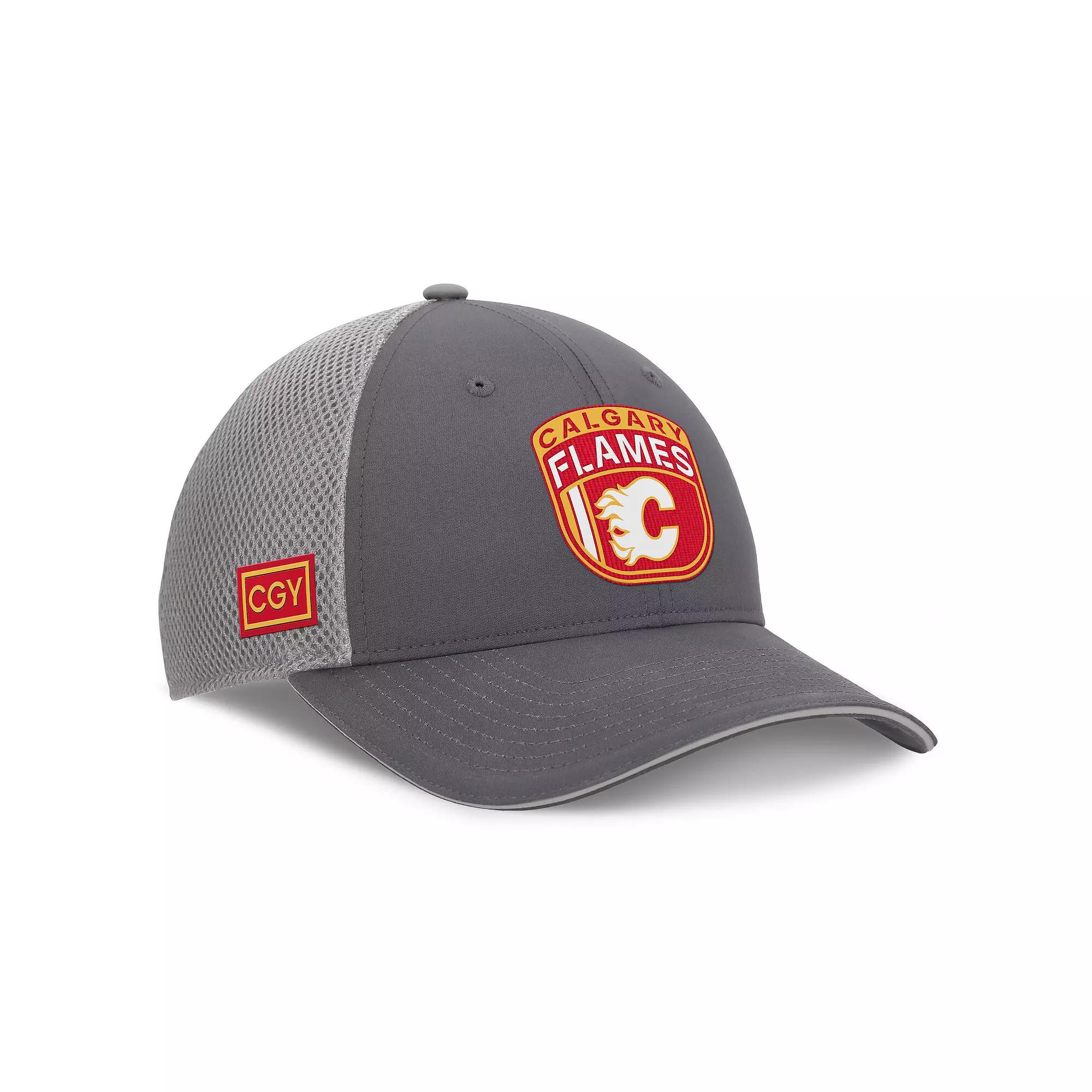 Men's Fanatics Gray Calgary Flames Authentic Pro Home Ice Trucker Adjustable Hat, Flm Grey Product Image