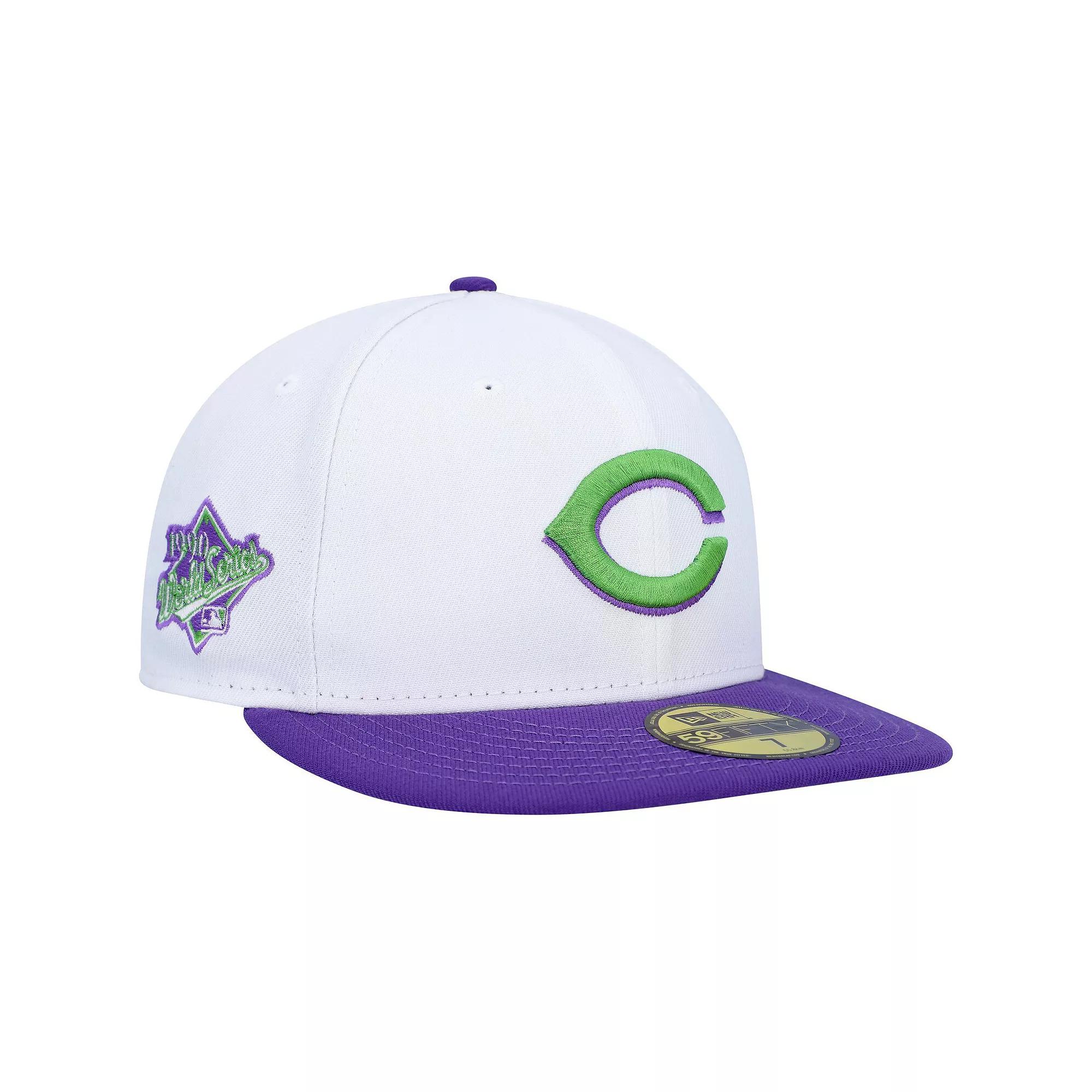 Men's New Era White Cincinnati Reds 1990 World Series Side Patch 59FIFTY Fitted Hat,  Product Image