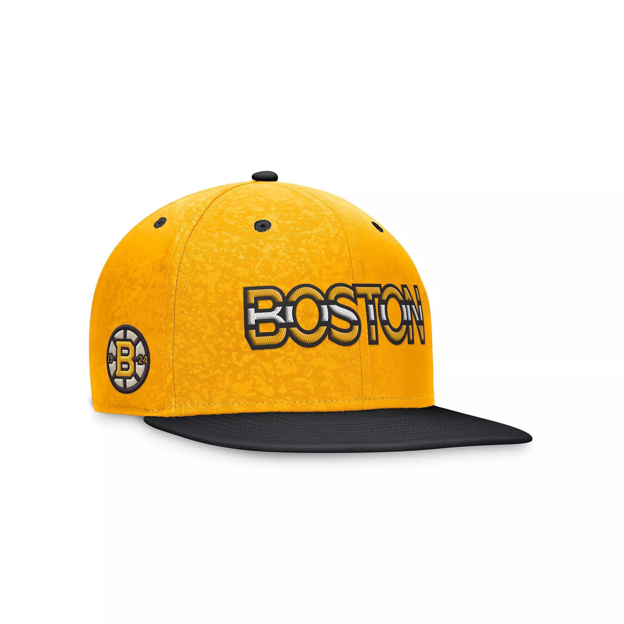 Men's Fanatics Branded Gold/Black Boston Bruins Authentic Pro Snapback Hat Product Image