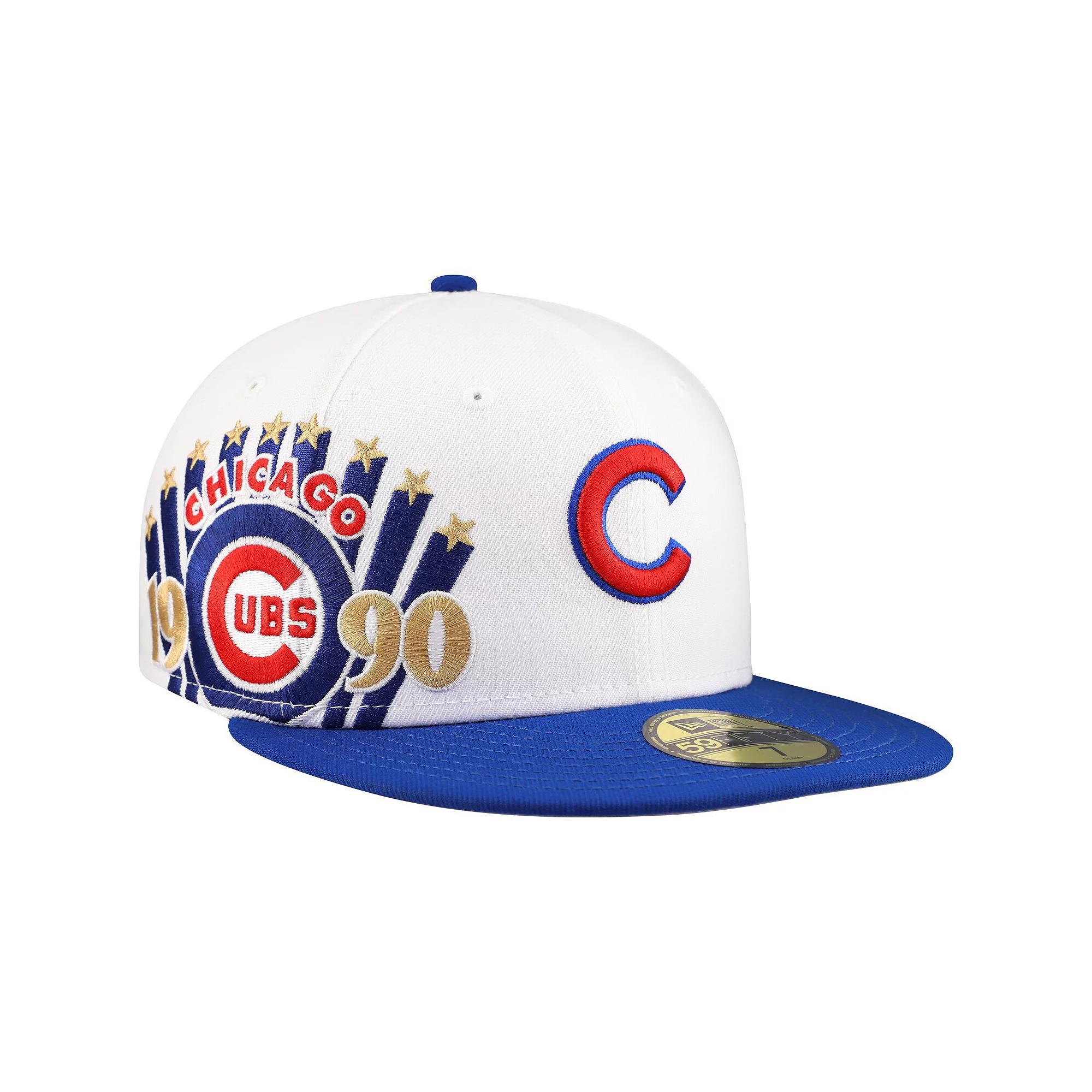 Men's New Era White/Royal Chicago Cubs Major Sidepatch 59FIFTY Fitted Hat, Size: 6 7/8 Product Image