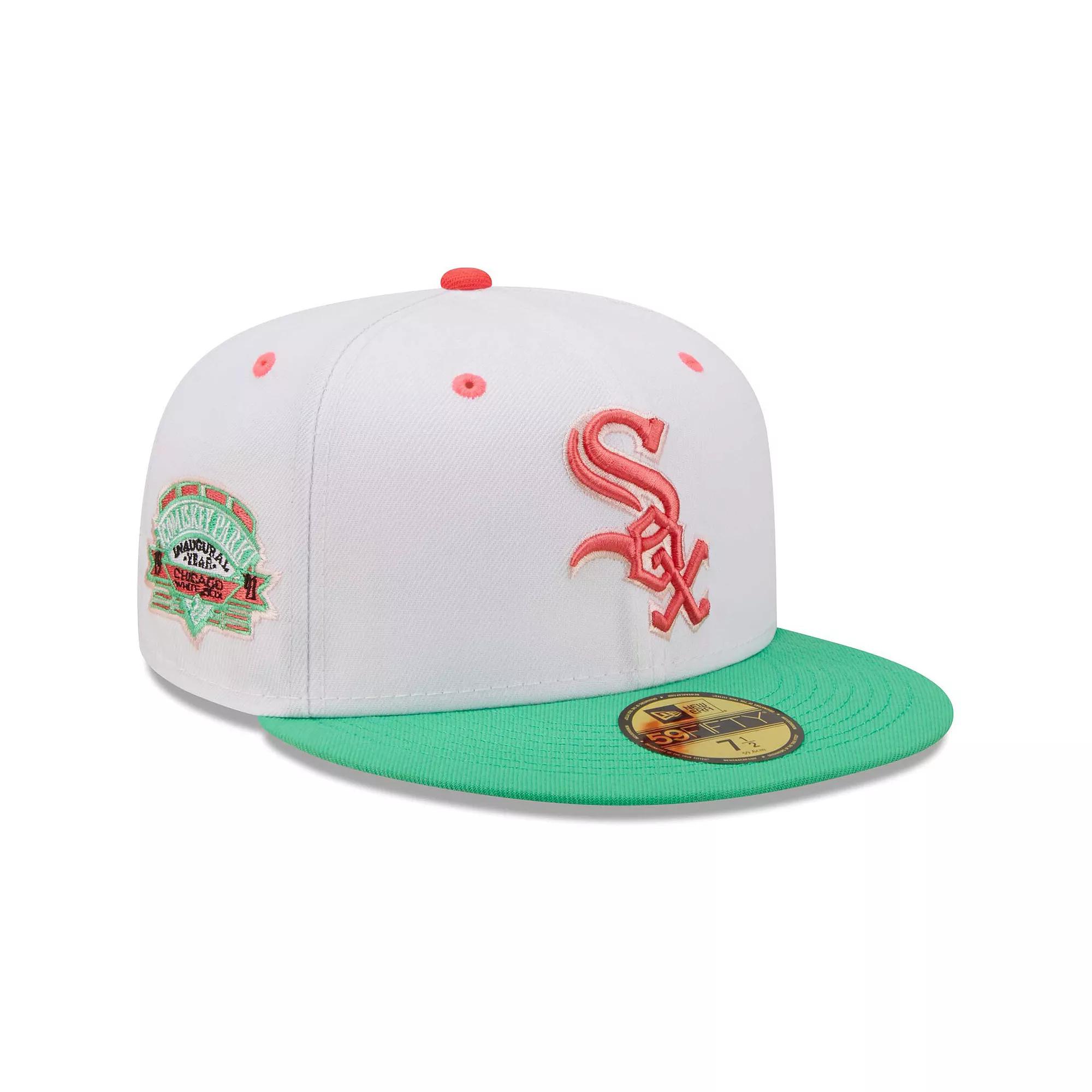 Men's New Era White/Green Chicago White Sox Inaugural Season at Comiskey Park Watermelon Lolli 59FIFTY Fitted Hat,  Product Image