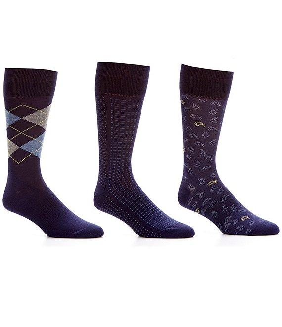 Roundtree & Yorke Argyle Basic Assorted Crew Dress Socks 3-Pack Product Image