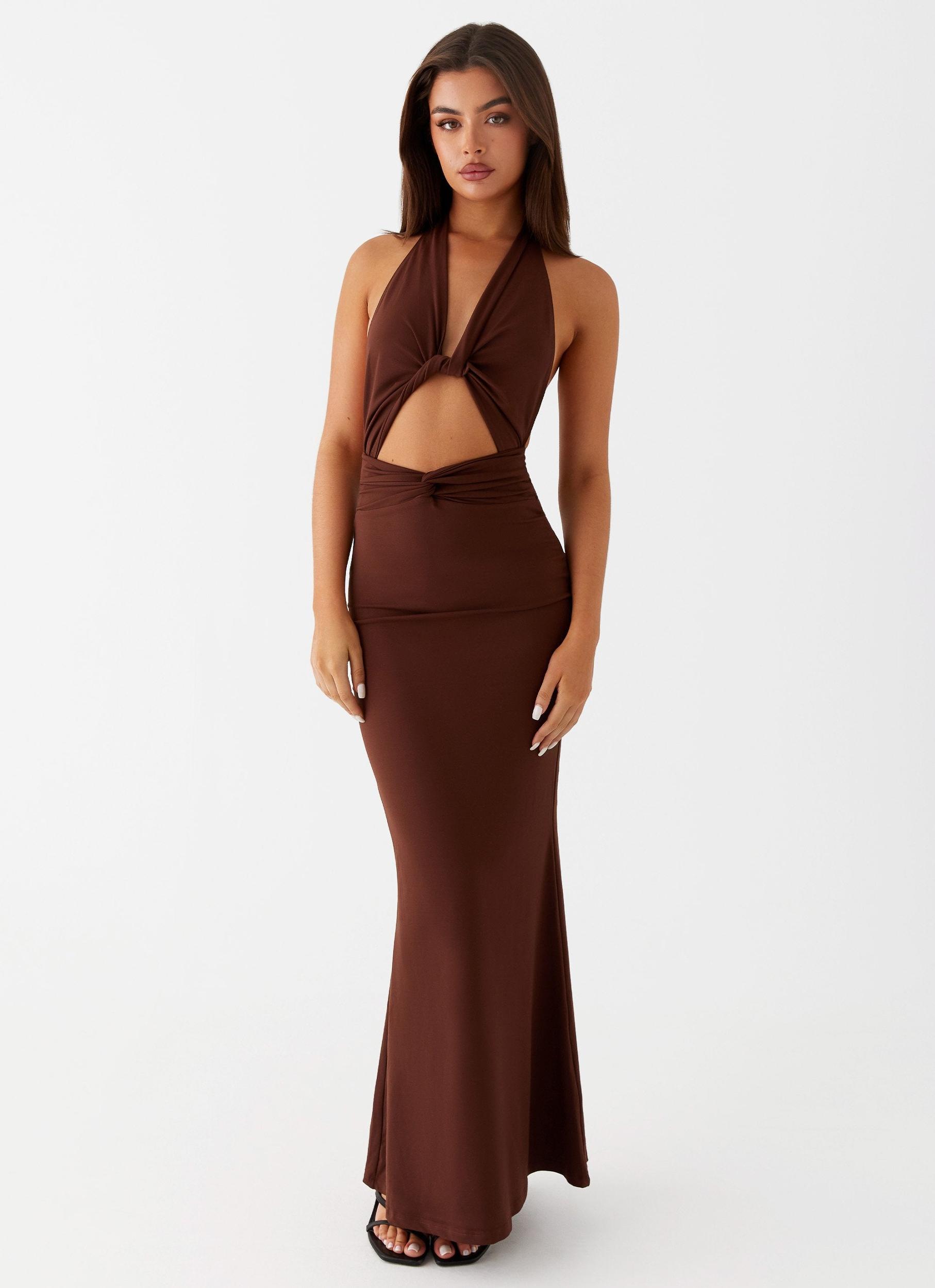 Carolina Twist Maxi Dress - Chocolate Product Image