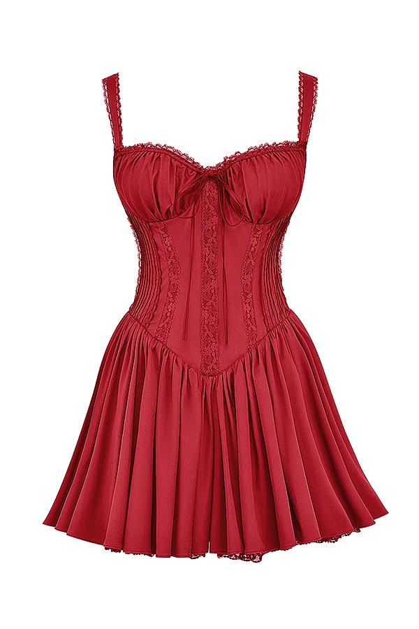 Pietra  cherry corset mini dress Product Image