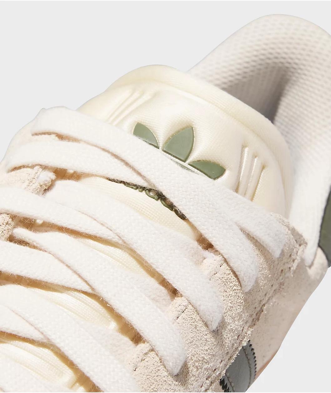 adidas Gazelle ADV Ecru Tint, Focus Olive & Gum Skate Shoes Product Image