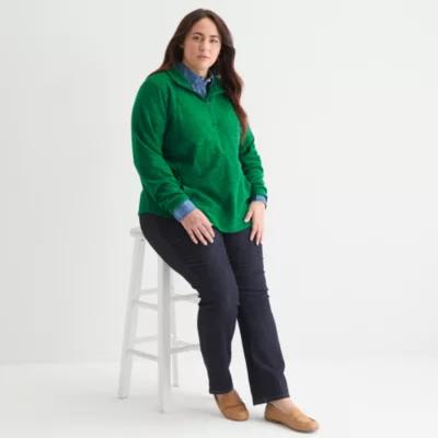 St. John's Bay Womens 1/4 Zip Polar Fleece Long Sleeve Plus Sweatshirt Product Image