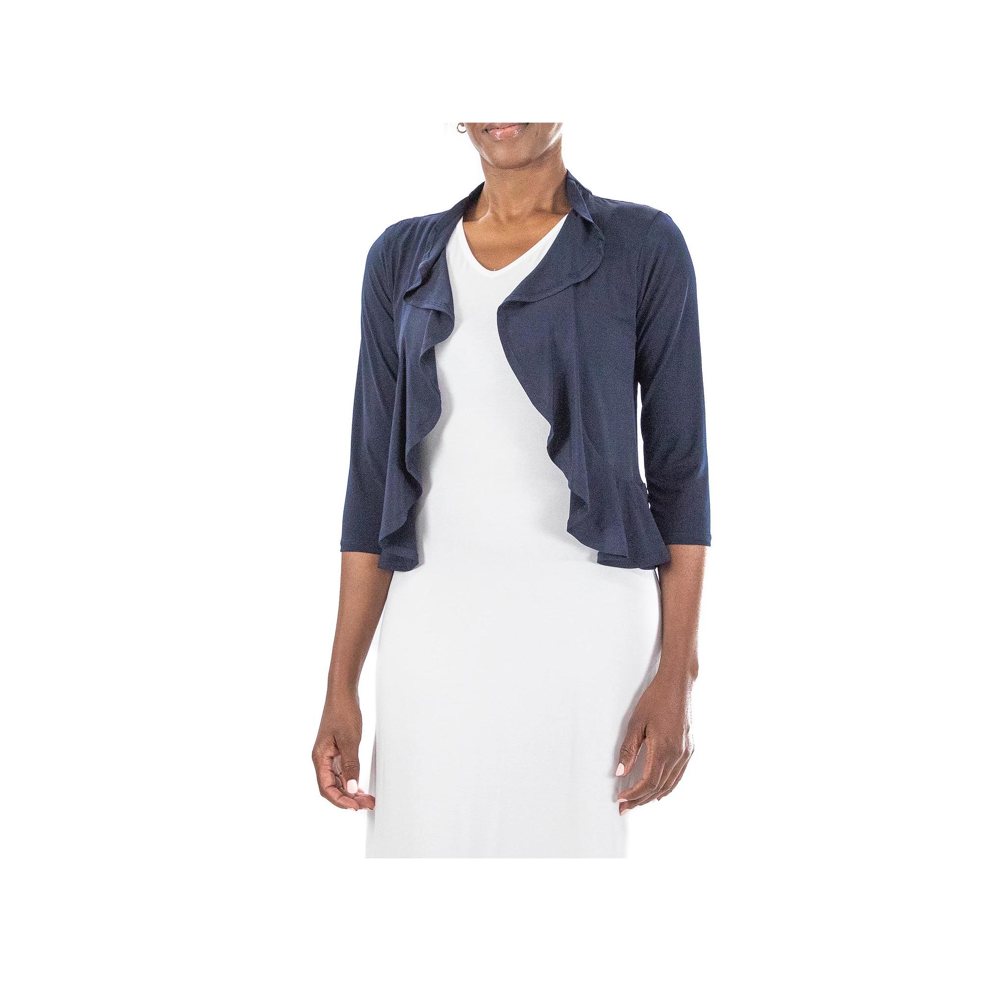 Women's Nina Leonard Ruffle Open-Front Cardigan,  Product Image