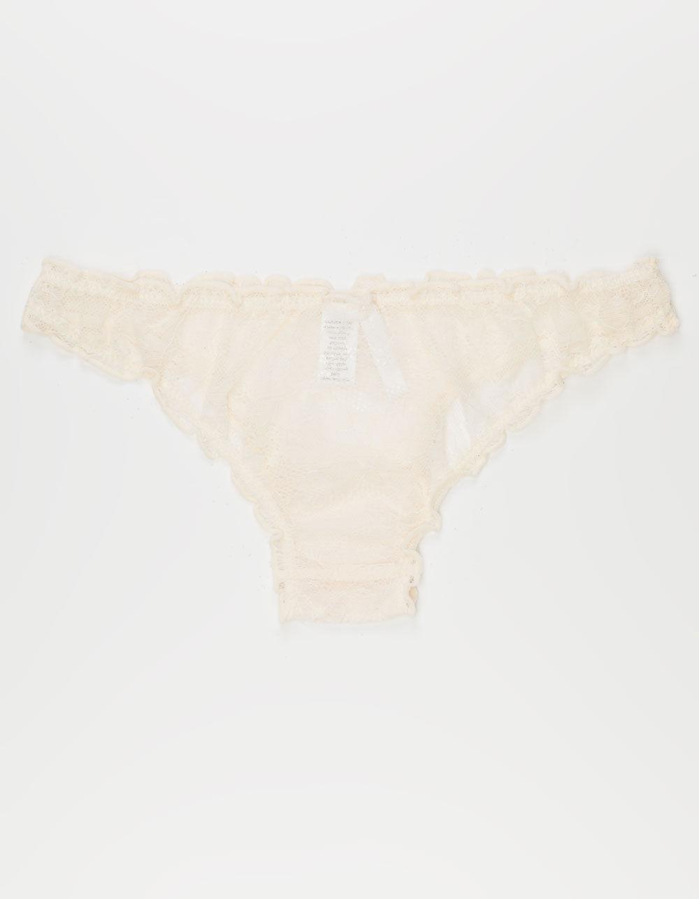 FULL TILT Lace Lettuce Edge Bikini Panties - BLACK Product Image