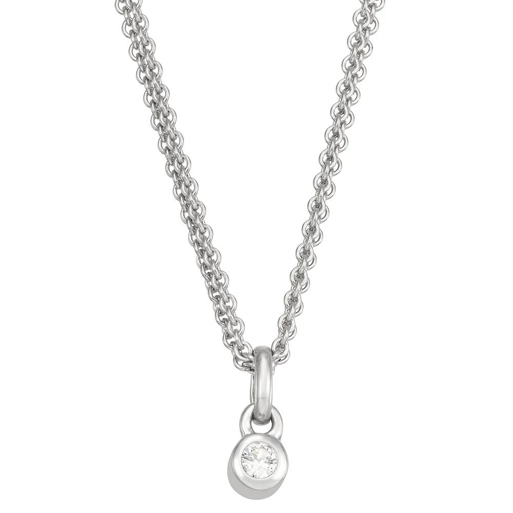 Sterling Silver White Sapphire Charm Necklace, Women's, Size: 18", Silver Tone Product Image