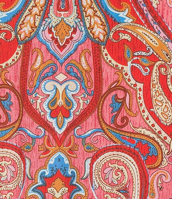 Calessa Plus Size Embroidered Patchwork Print Split V-Neck 3/4 Sleeve Tunic Product Image