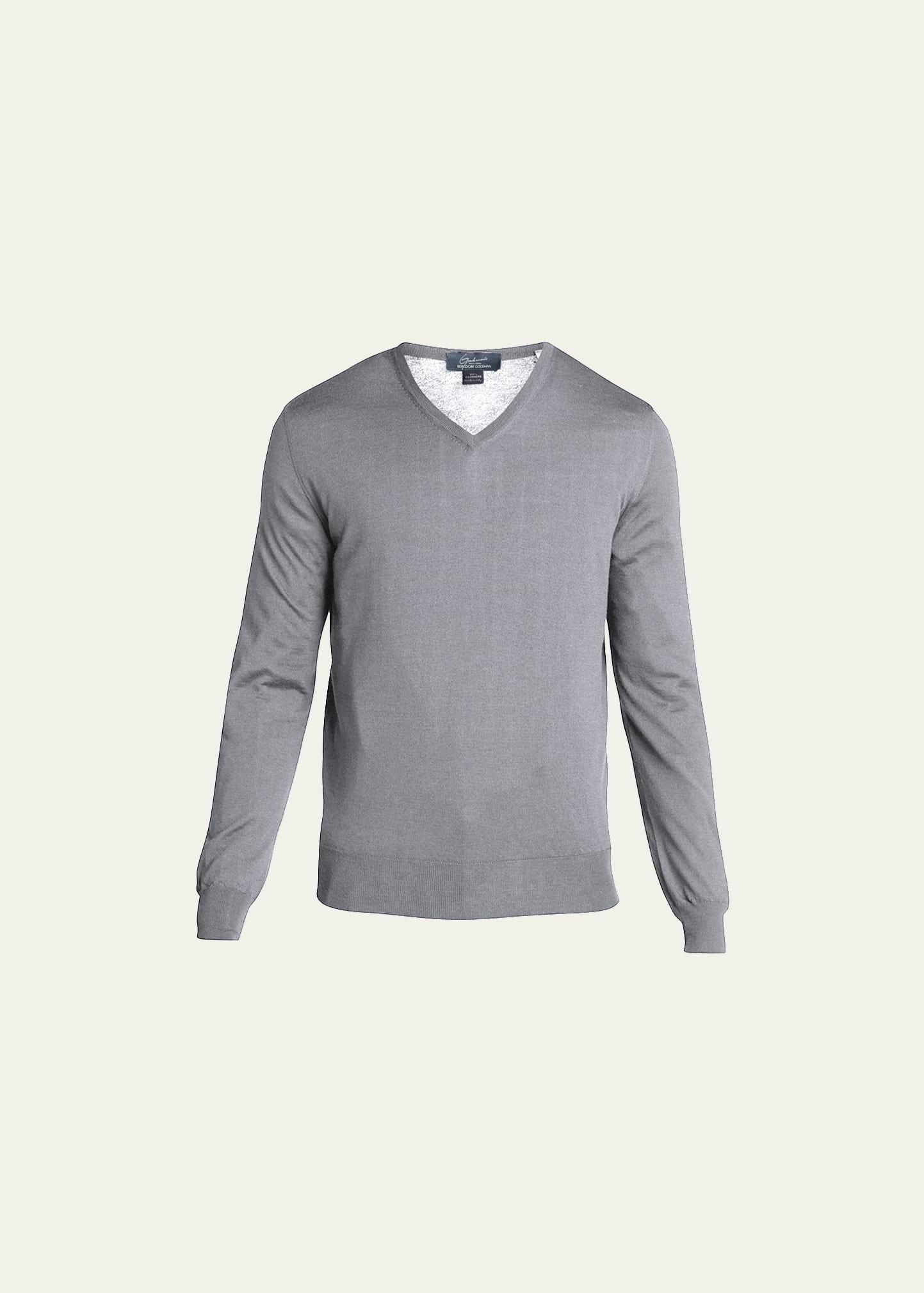 Mens Solid Cashmere V-Neck Sweater Product Image