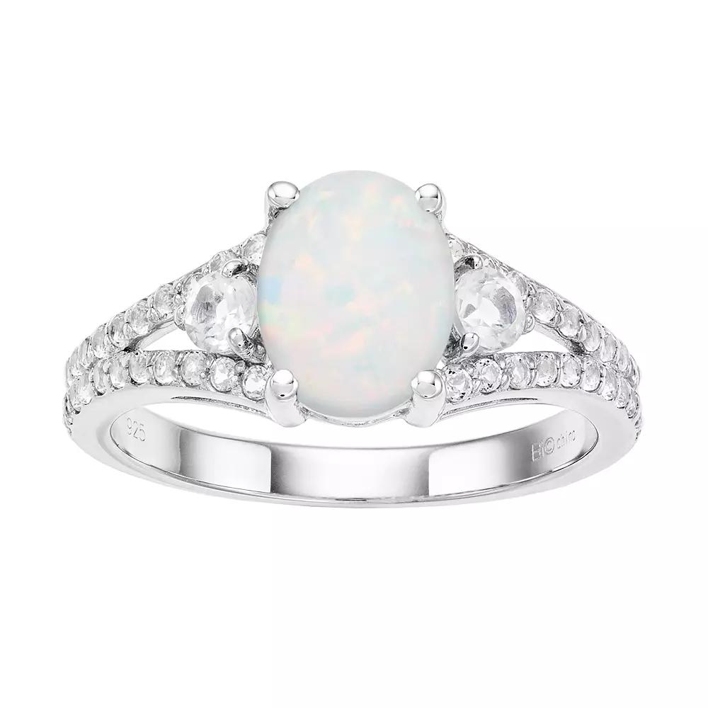 Gemminded Sterling Silver Gemstone Ring, Women's, Size: 6, Created White Opal Product Image