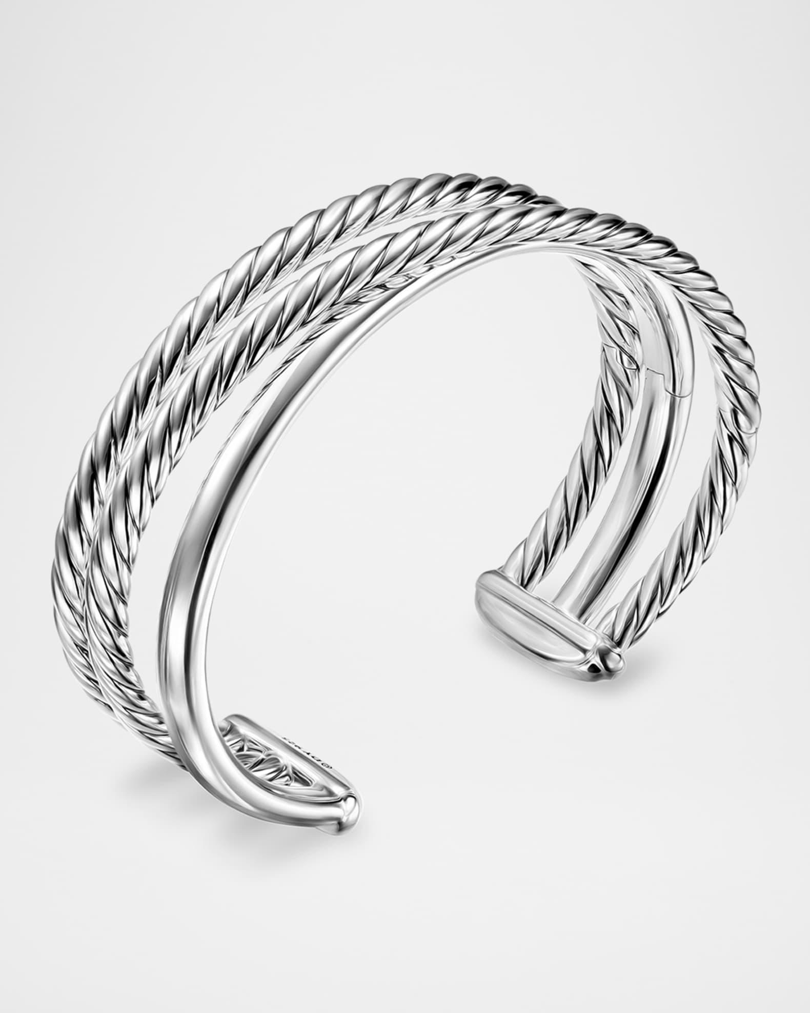 Bold Crossover 3 Row Bracelet in Sterling Silver, 20mm Product Image