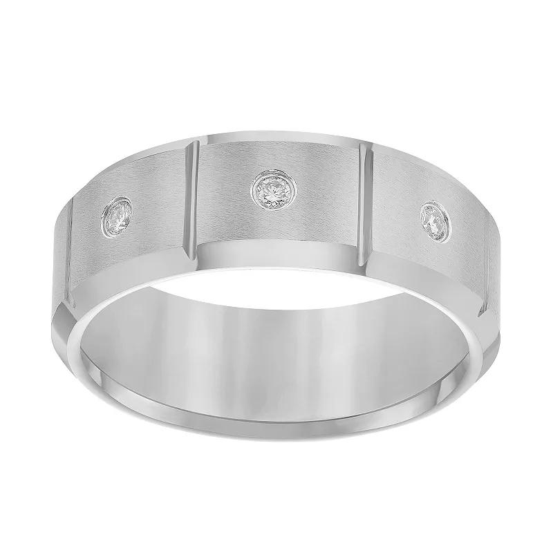 AXL 1/10 Carat T.W. Diamond Gray Tungsten Carbide 8 mm Comfort Fit Men's Band, Size: 12 Product Image