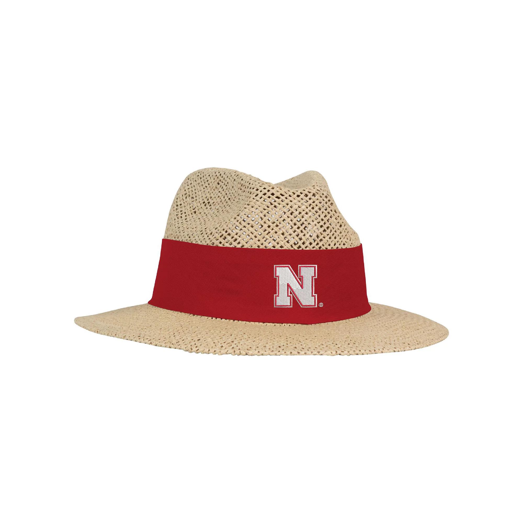 Men's Ahead Tan Nebraska Huskers Wellington Gambler Straw Hat, Size: Small/Medium, Team Product Image