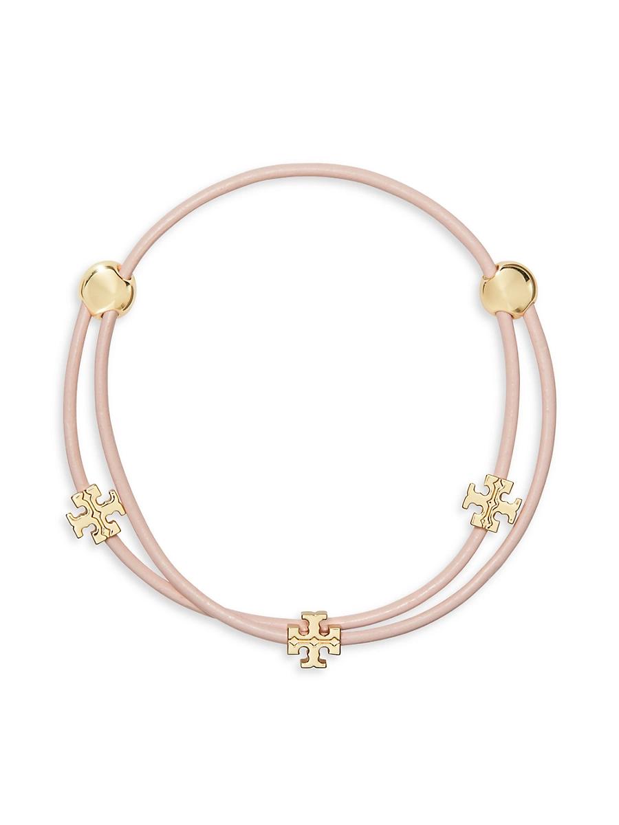 Womens 18K-Gold-Plated & Leather Slider Bracelet Product Image