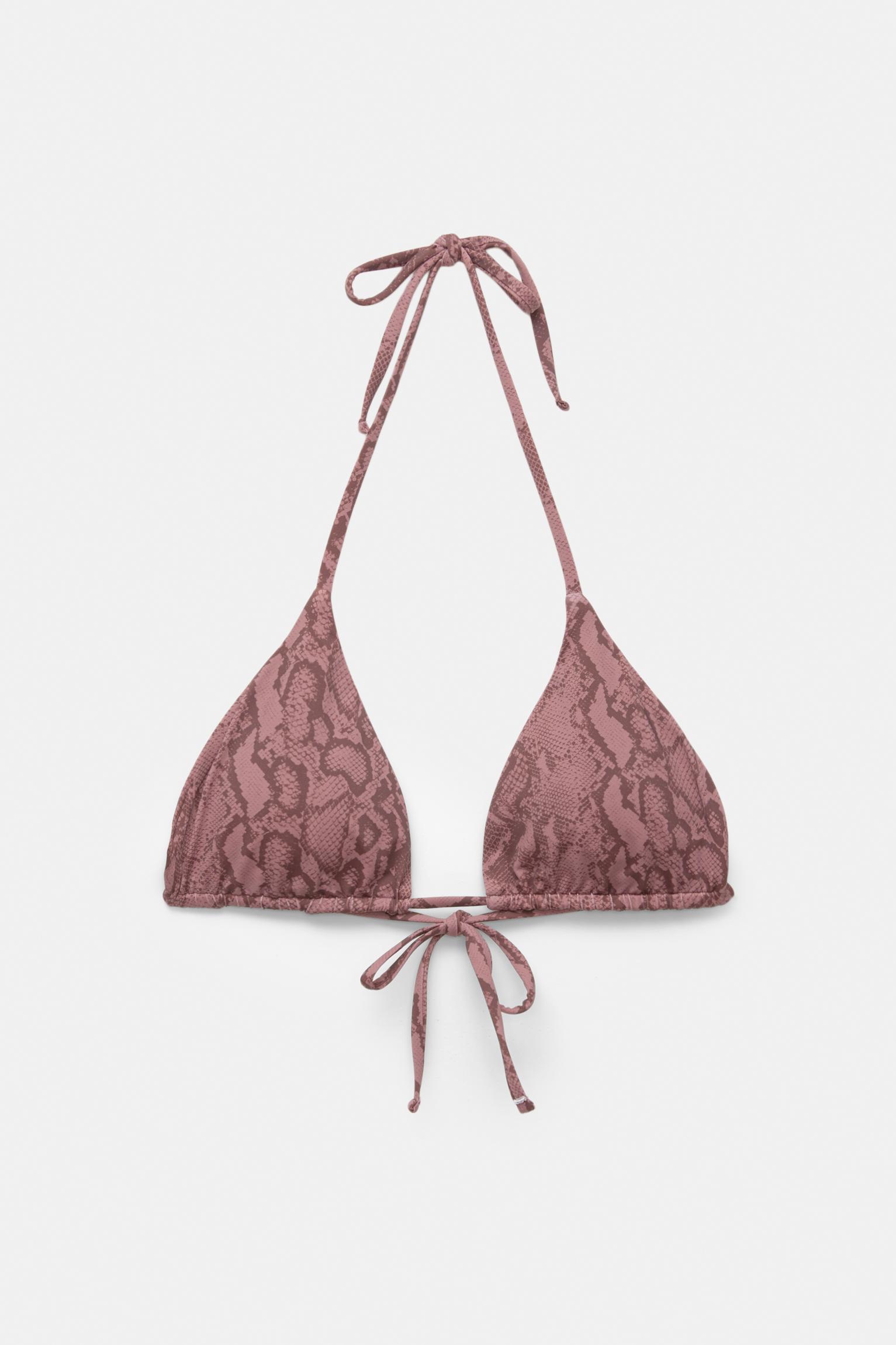 Snakeskin print triangle bikini top Product Image