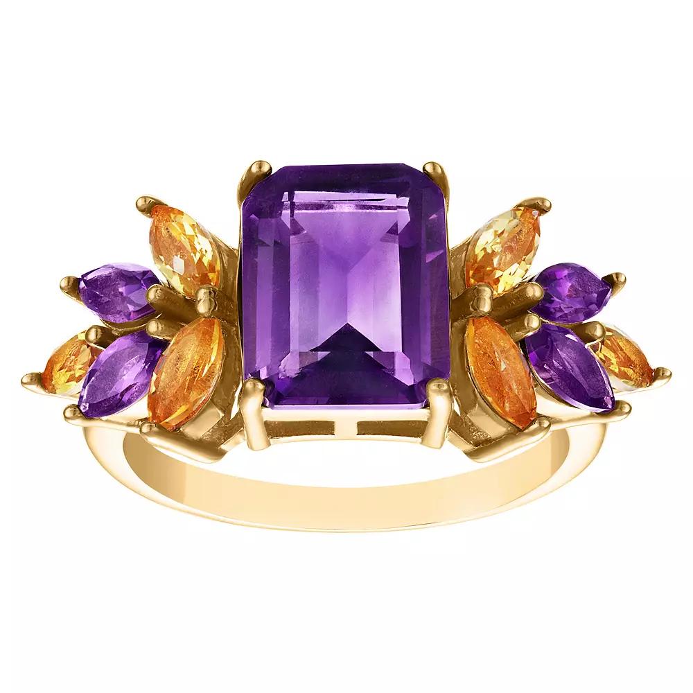 Designs by Gioelli 14k Gold Over Silver Amethyst & Citrine Ring, Women's, Size: 10, Gold Tone Product Image