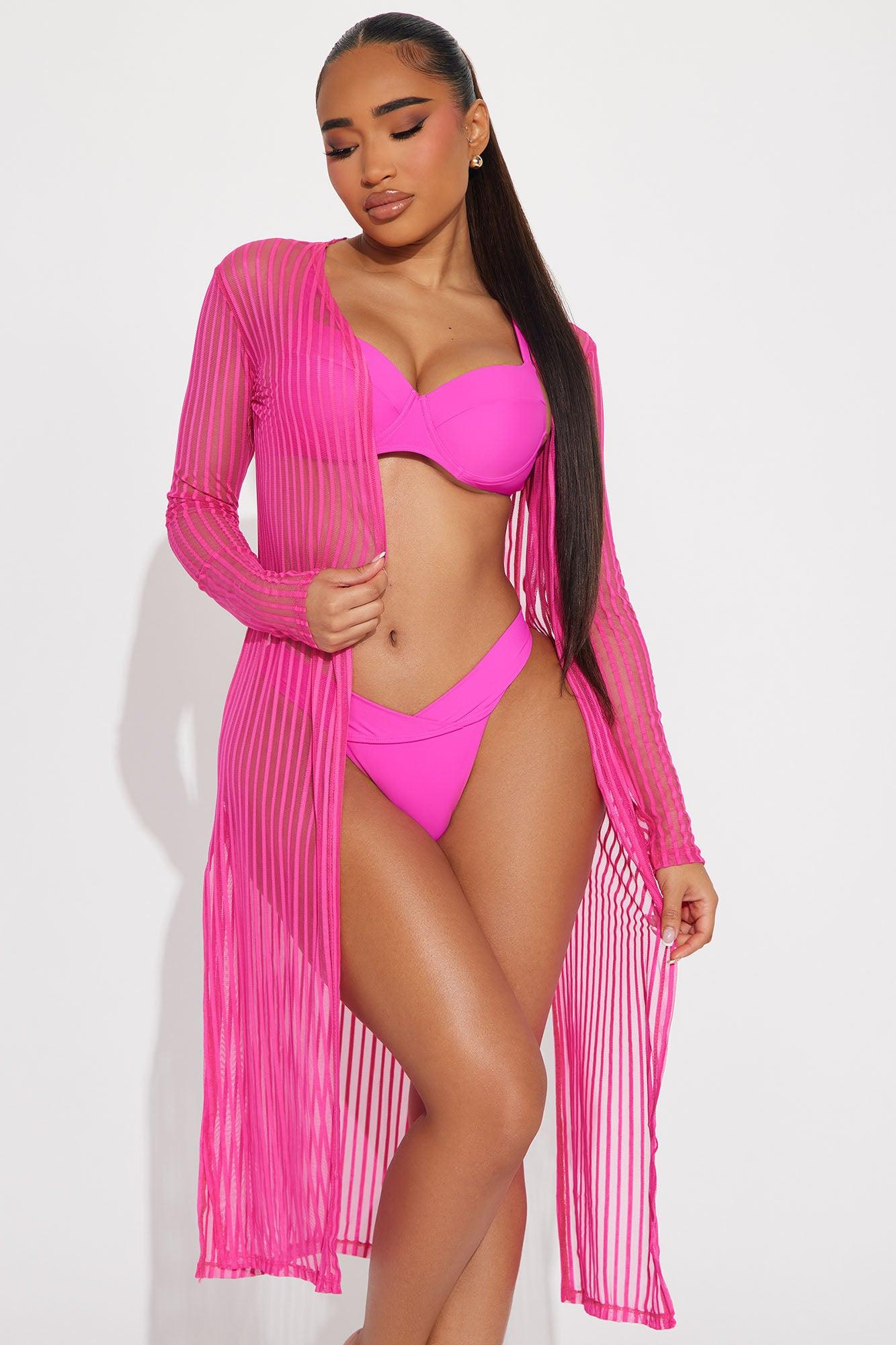 Beach Shade Stripe Cover Up Kimono - Pink Product Image