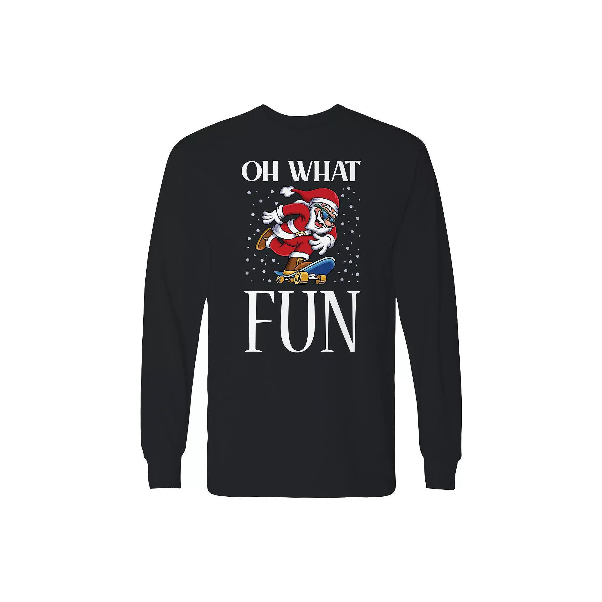 Men's Christmas Santa Oh What Fun Long Sleeve Graphic Tee, Adult Unisex,  Product Image