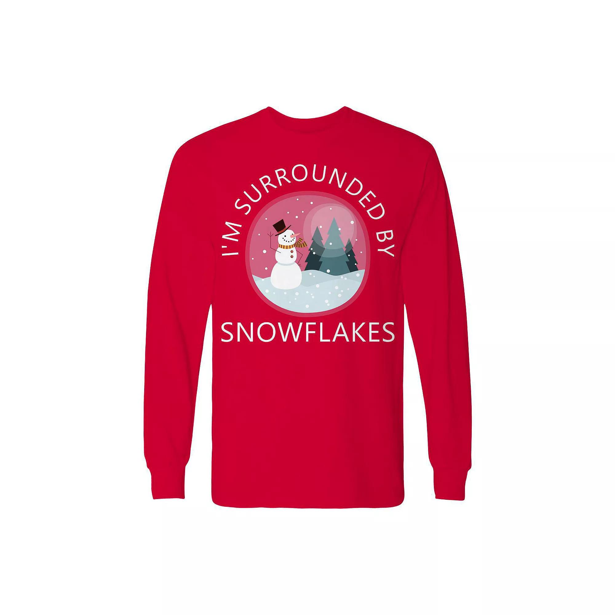 Men's Christmas Surrounded Snowflakes Long Sleeve Graphic Tee, Adult Unisex,  Product Image