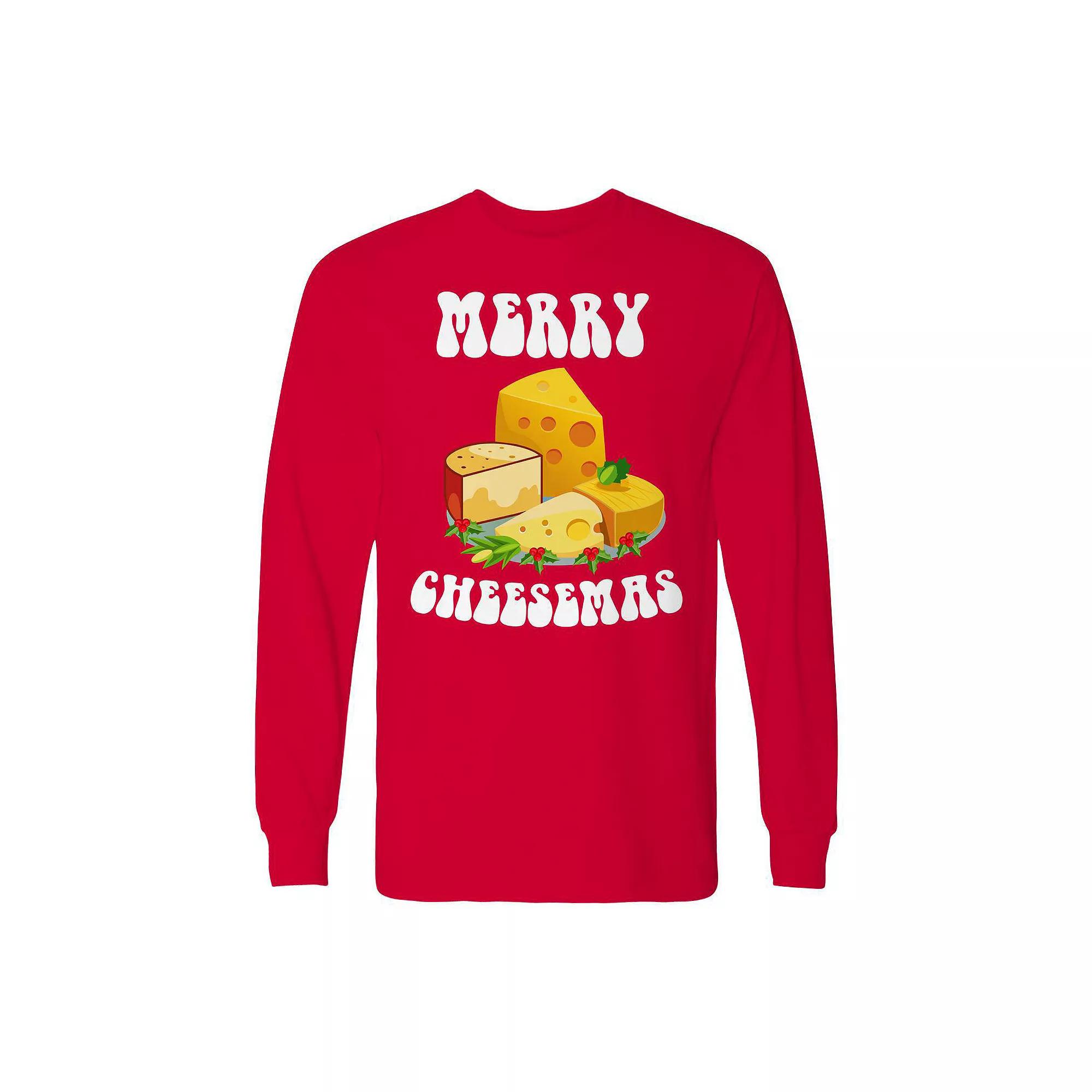 Men's Christmas Merry Cheesemas Long Sleeve Graphic Tee, Adult Unisex,  Product Image