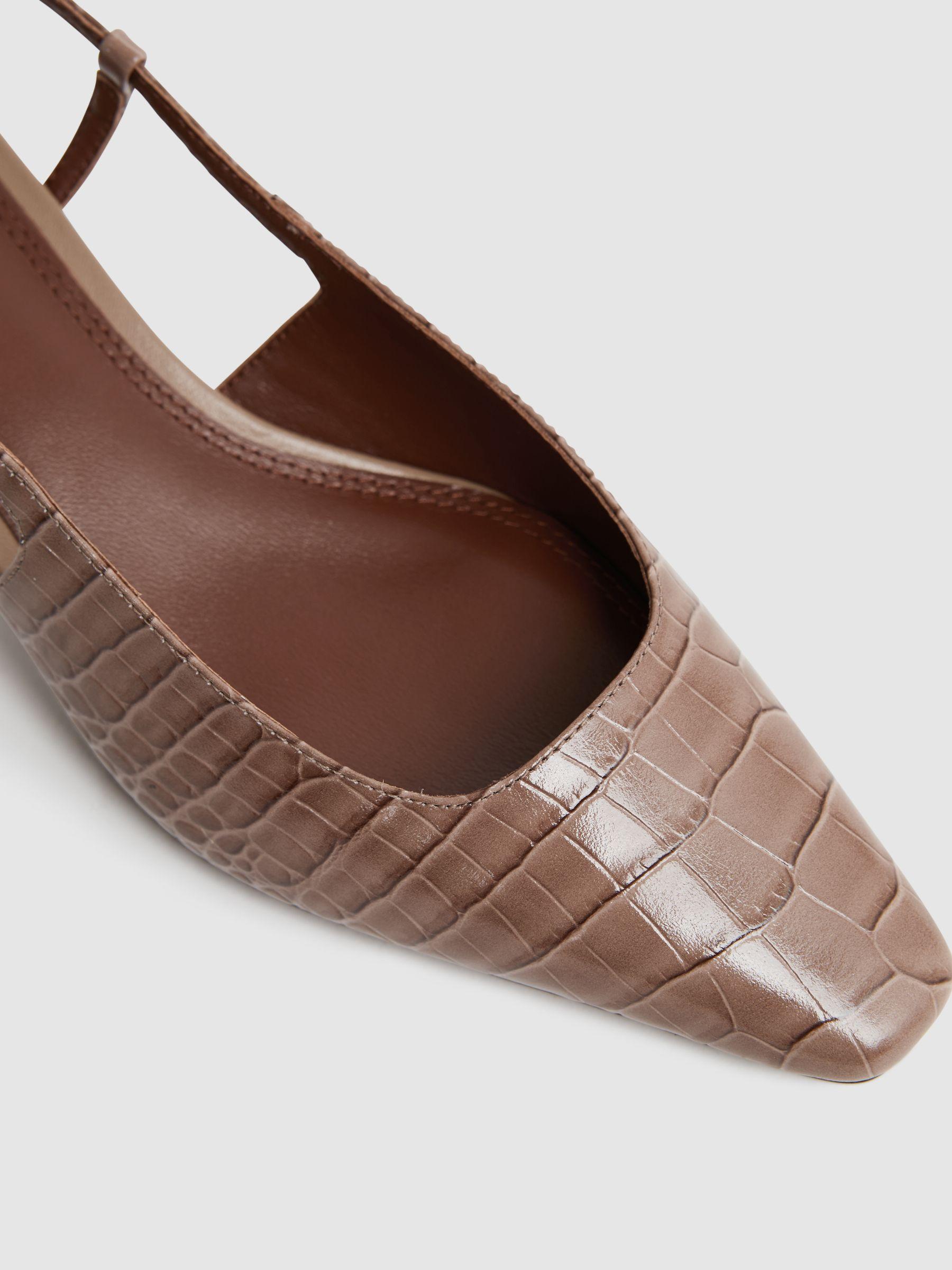 Leather Slingback Heels in Taupe Product Image