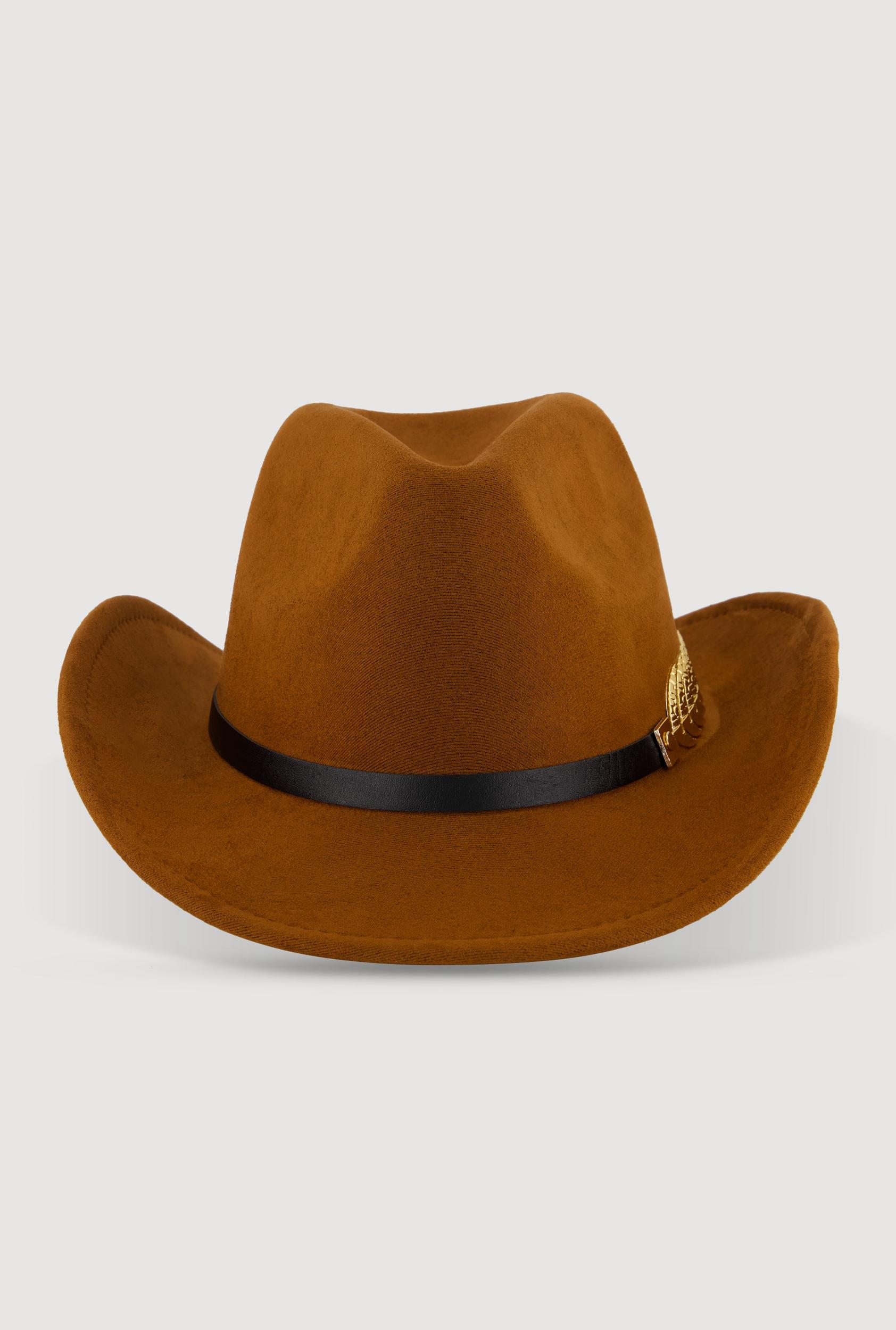 Metallic Detail Hatband Faux Suede Cowboy Hat Female Product Image