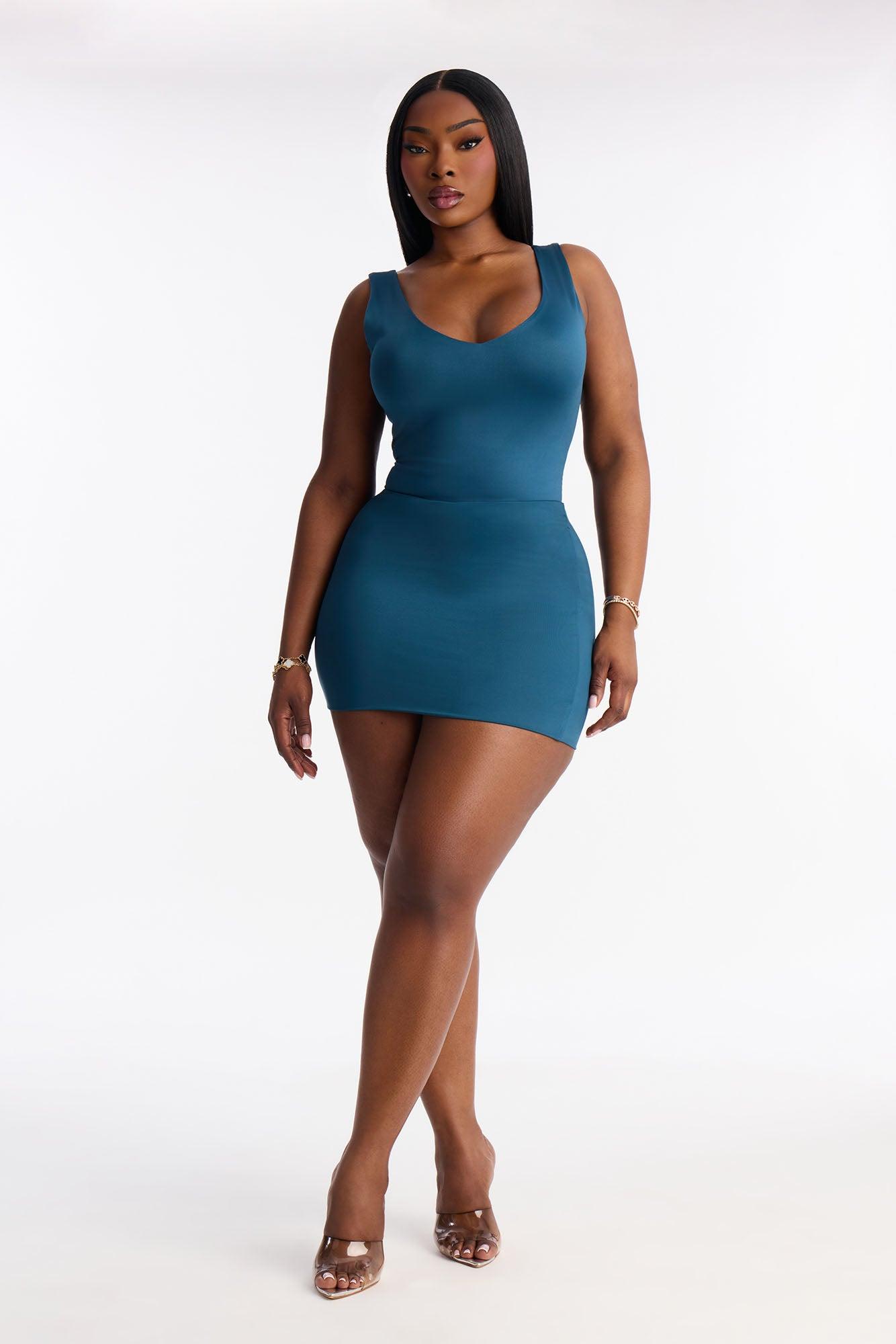 Contour Double Lined V Neck Bodysuit - Teal Female Product Image