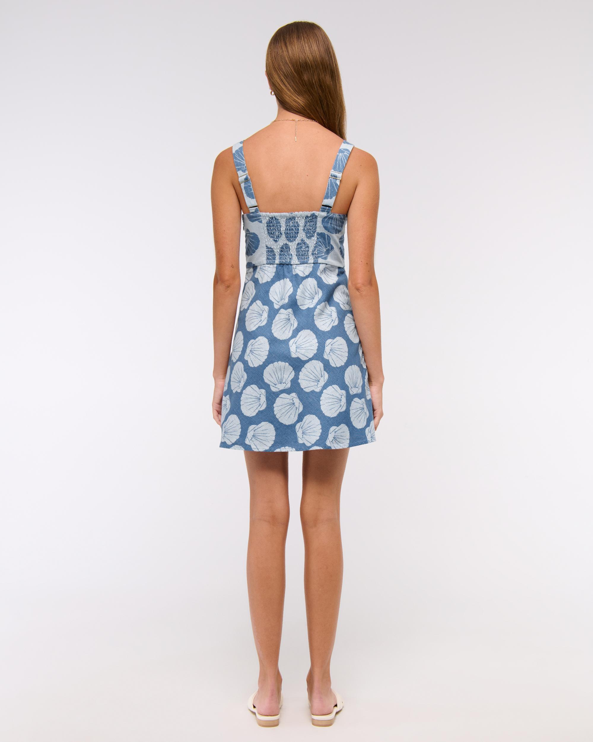 V-Neck Linen-Blend Mini Dress Product Image