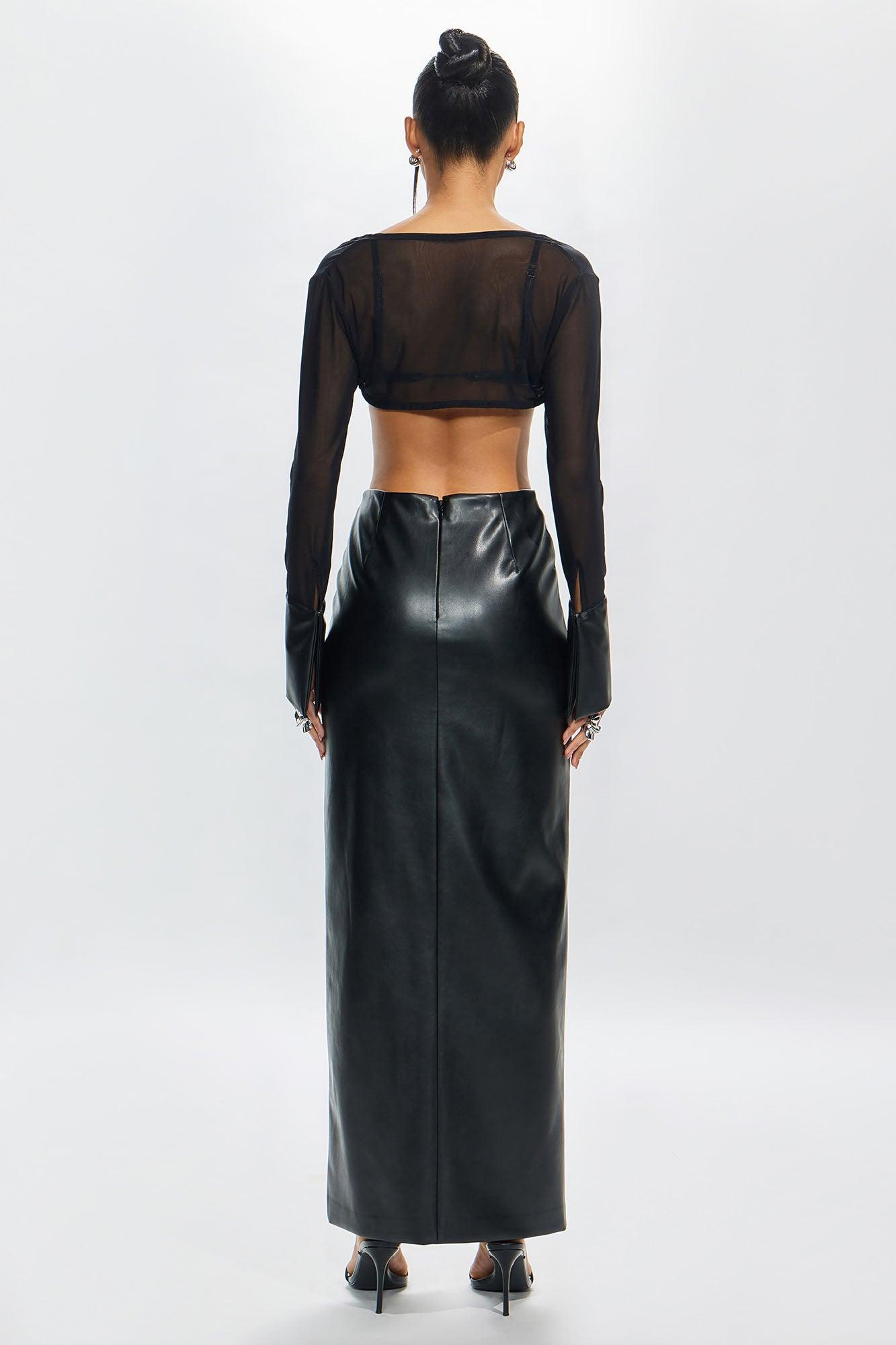 Estelle Faux Leather Maxi Skirt - Black Product Image