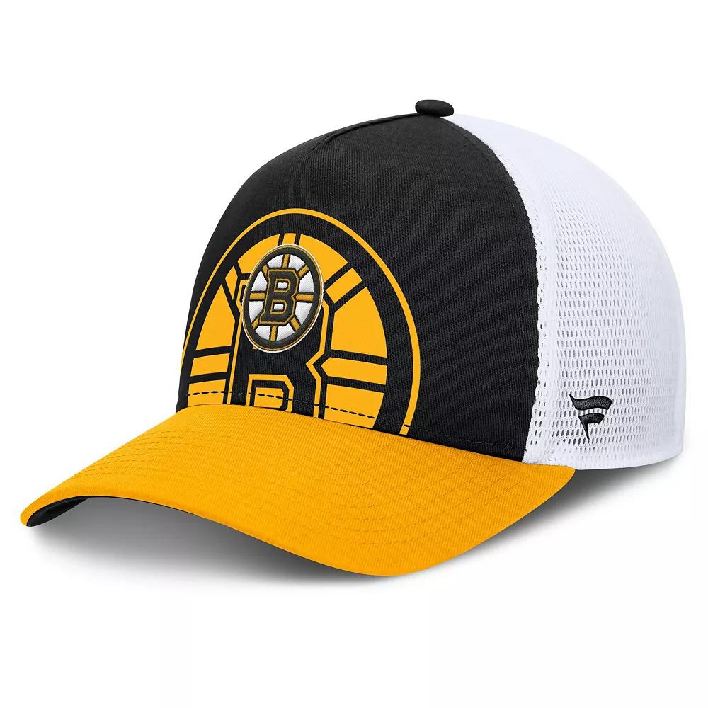 Men's Fanatics Black/Gold Boston Bruins Authentic Pro A-Frame Rink Adjustable Hat Product Image
