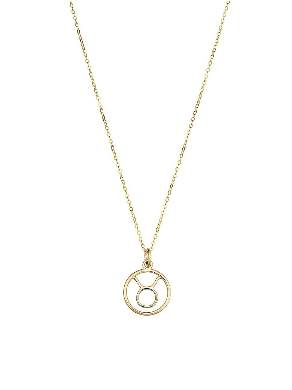 Womens 14K Yellow Solid Gold Zodiac Pendant Necklace Product Image