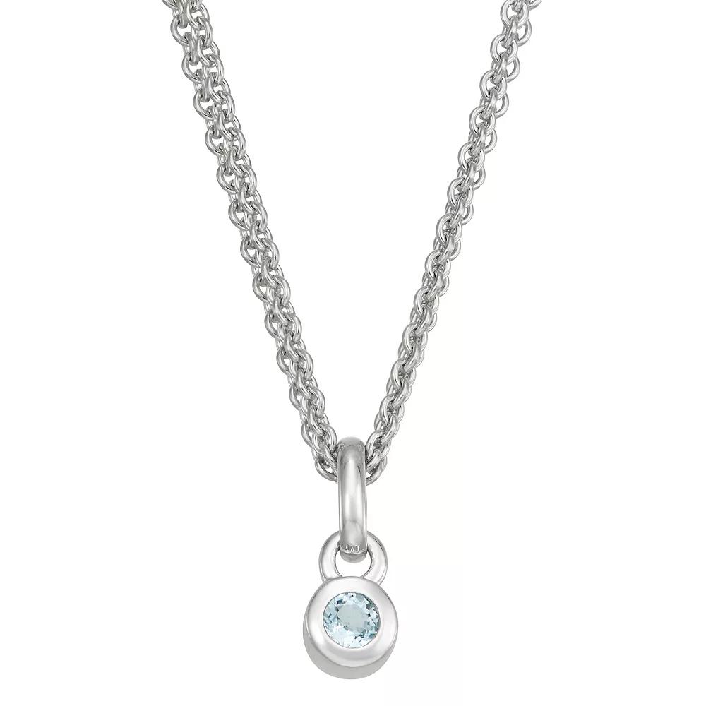 Sterling Silver Aquamarine Charm Necklace, Women's, Size: 18", Silver Tone Product Image
