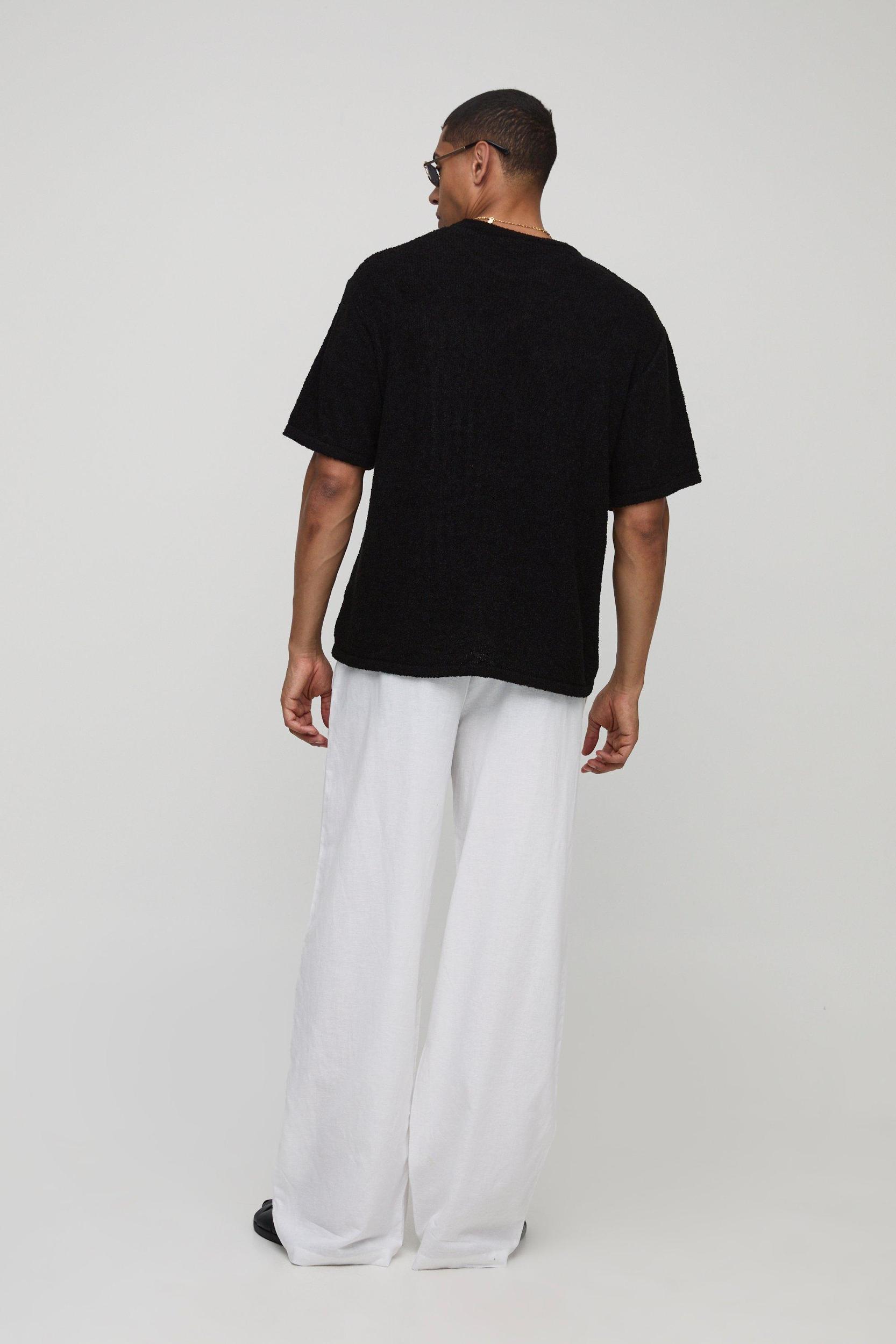 Boxy Fit Fine Knitted T-Shirt | boohooMAN USA Product Image