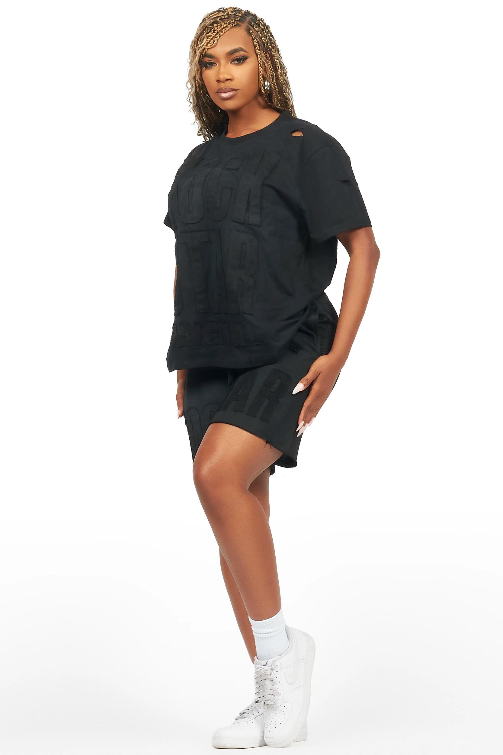 Shantrice Black T-Shirt Short Set Female Product Image