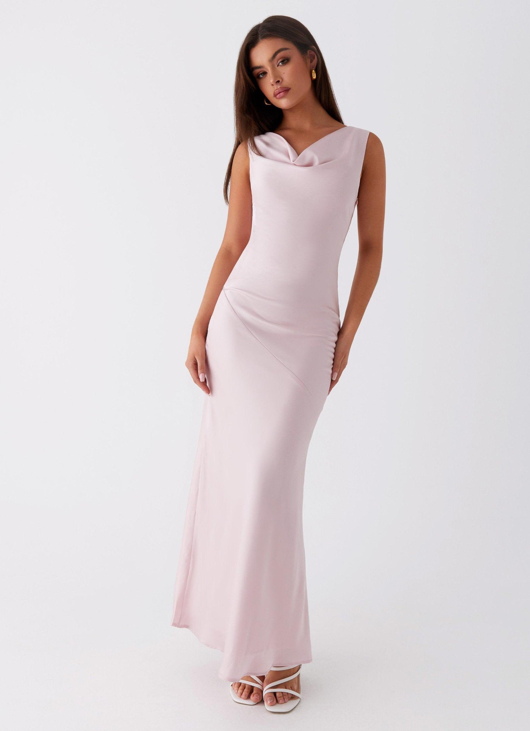 Be Mine Satin Maxi Dress - Mauve Pink Product Image