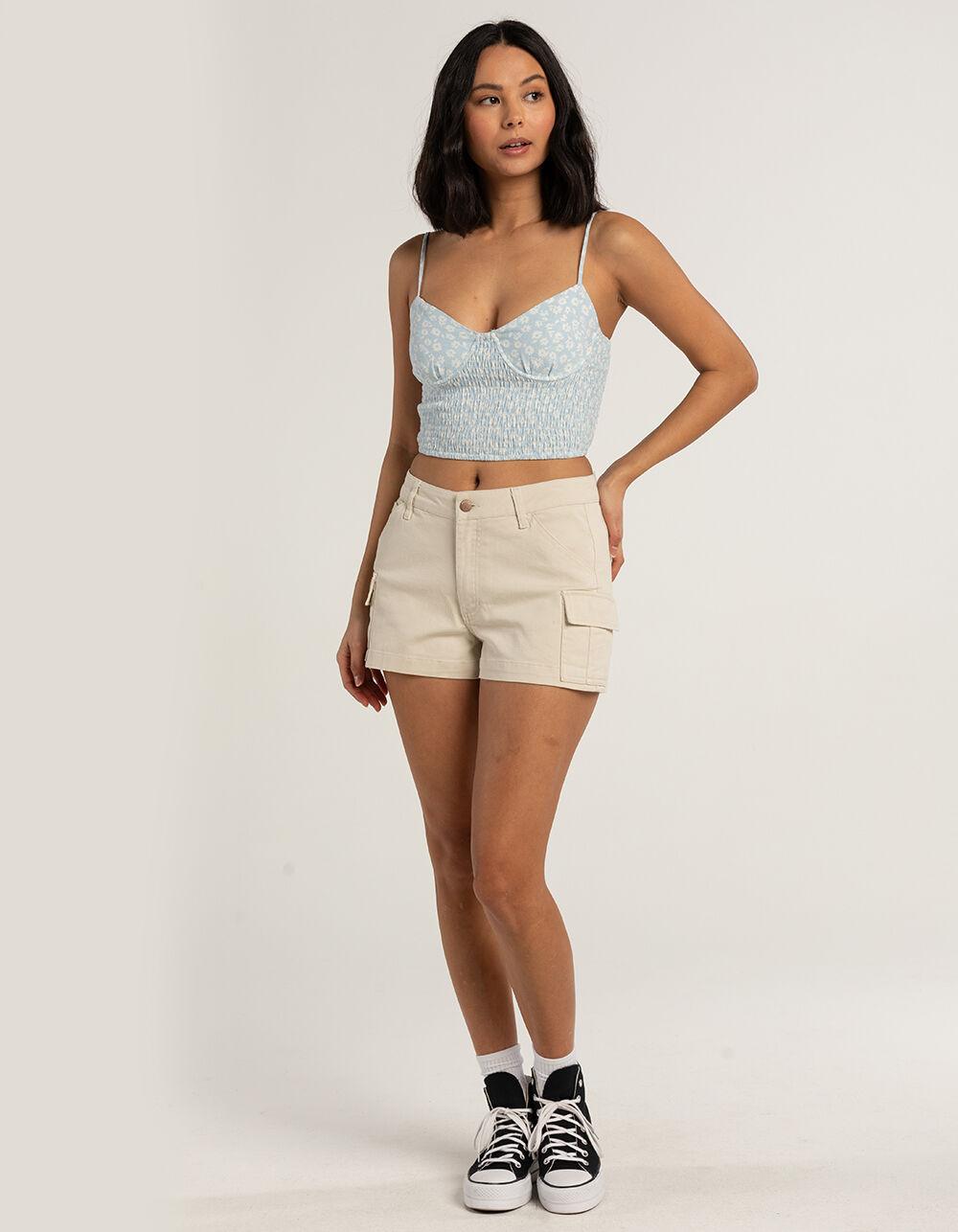 RSQ Womens Ditsy Smock Corset Top - LIGHT BLUE Product Image