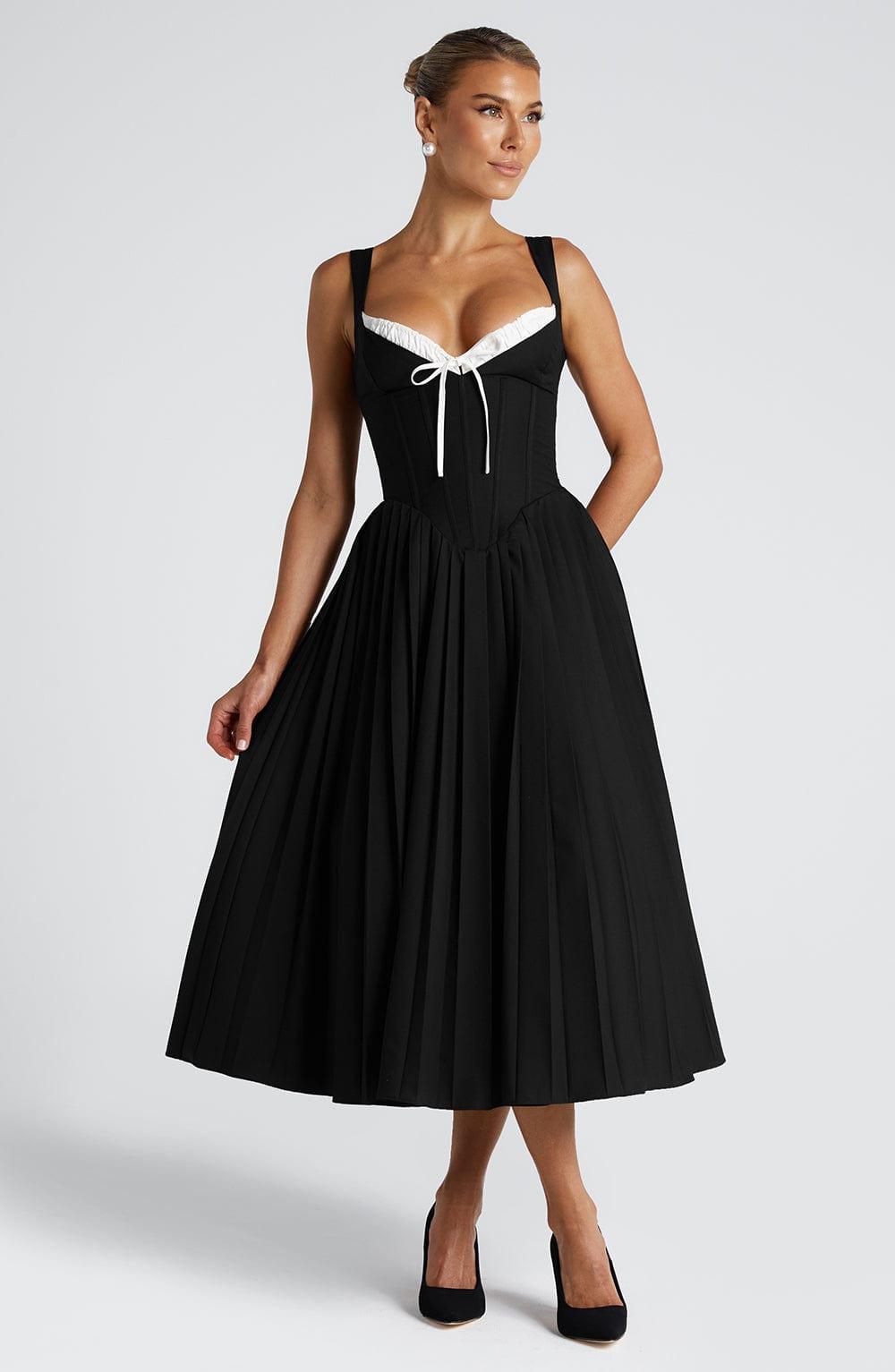 Natassia Midi Dress - Black/White Product Image
