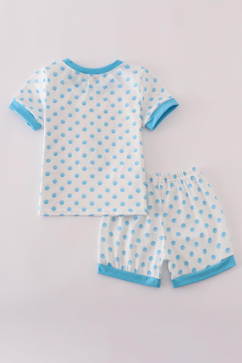 Blue character applique shorts set Product Image