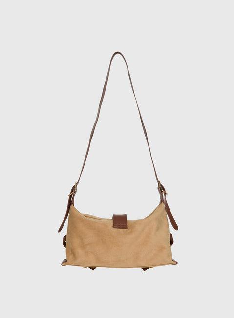 Anatolius Faux Suede Shoulder Bag Brown Product Image