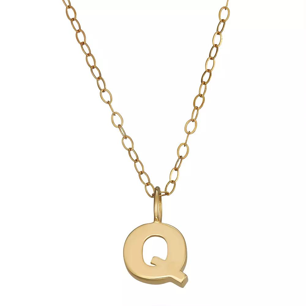10K Gold Initial Pendant on 14K Gold Filled Chain, Womens Product Image