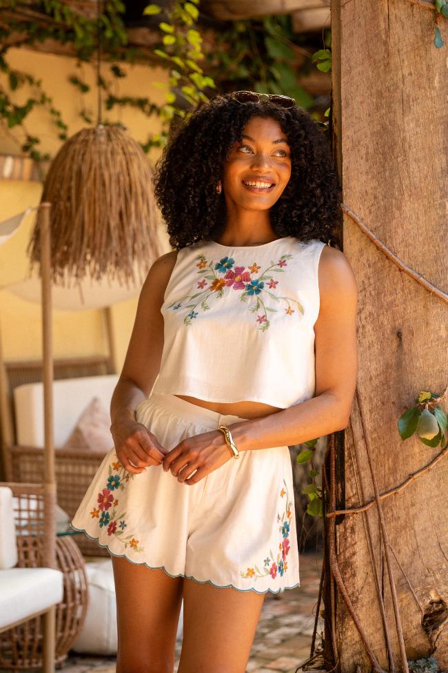 Fresh Flowers Ivory Multi Embroidered Woven Set FINAL SALE Product Image