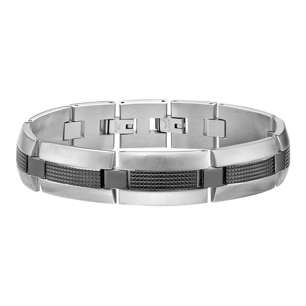 Men's LYNX Black Ion-Plated Stainless Steel Bracelet, Size: 8.5", Two Tone Product Image