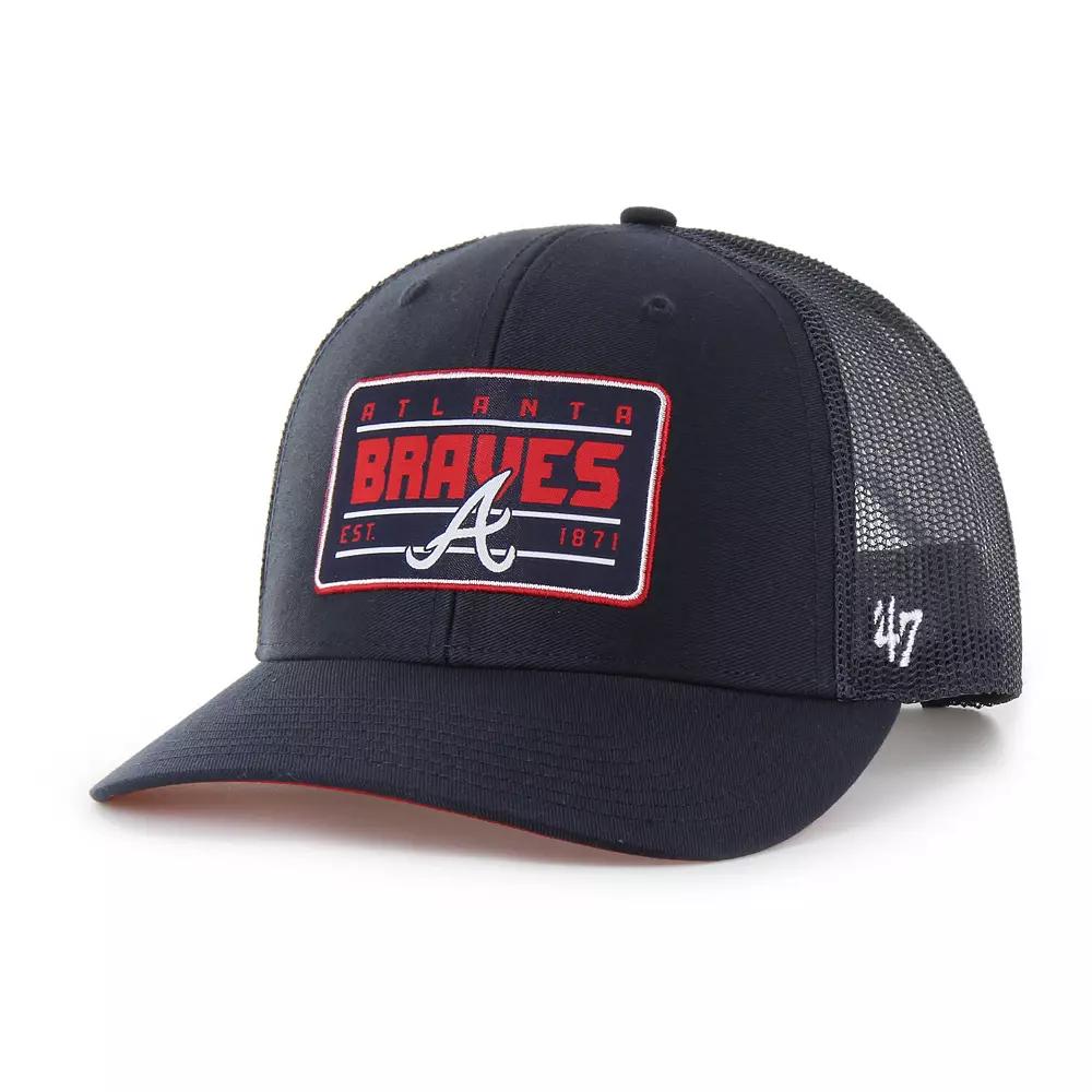 Men's '47 Navy Atlanta Braves Hardline Trucker Adjustable Hat, Blue Product Image