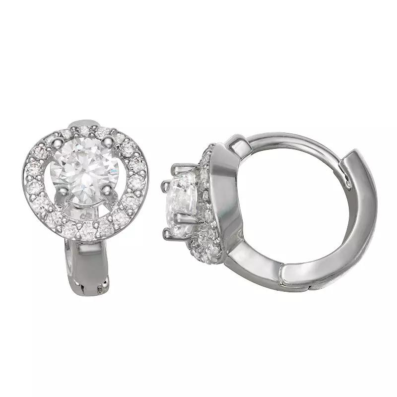Napier Silver Tone Crystal & Cubic Zirconia 14.5 mm Hoop Earrings, Womens Product Image